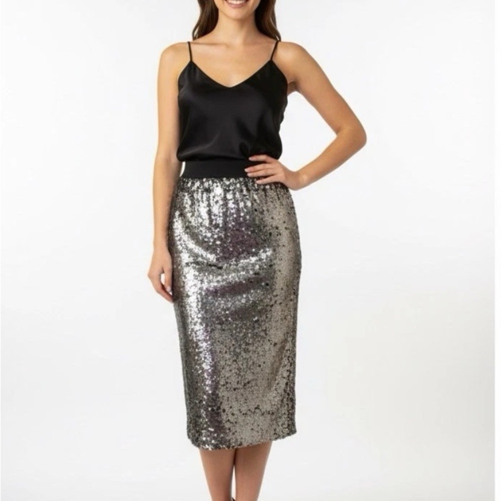 Elegant Silver Sequin Skirt New Years /Christmas